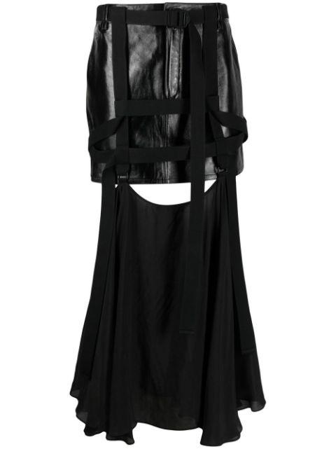 leather harness midi skirt by 032C