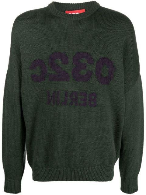 logo-intarsia crewneck jumper by 032C