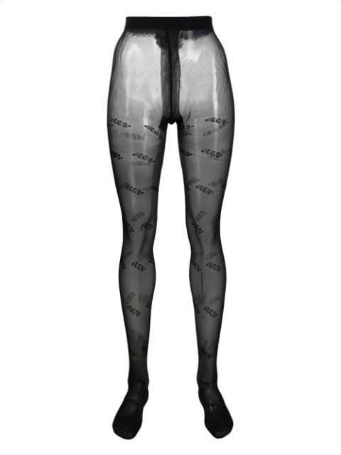 logo-jacquard stockings by 032C