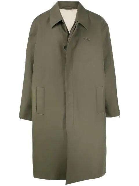 logo-plaque trench coat by 032C