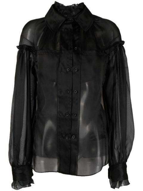 sheer-panel detail blouse by 032C