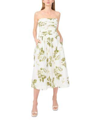 Strapless Ruched Bodice Midi Dress by 1.STATE