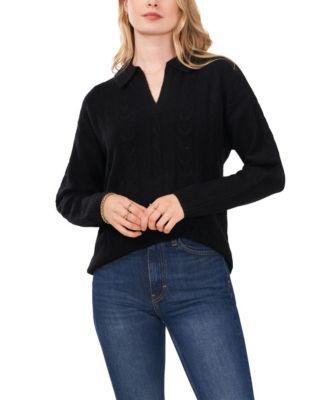 Women's Long Sleeve Collared Cable Sweater by 1.STATE