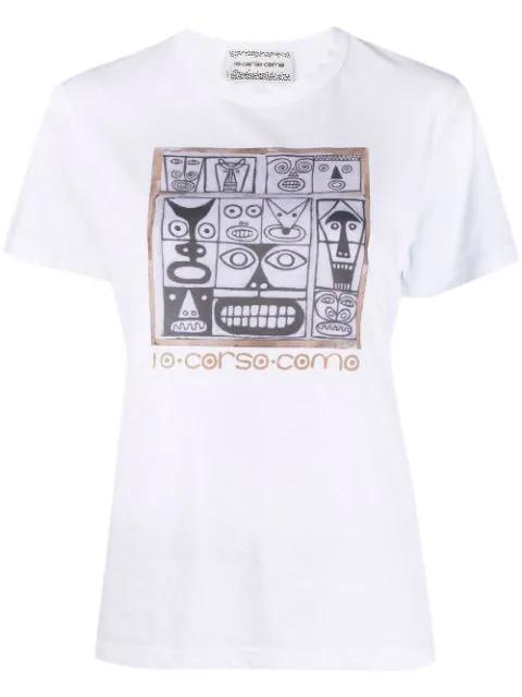 Faces-print cotton T-shirt by 10 CORSO COMO
