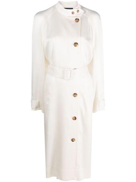 double-breasted belted satin coat by 10 CORSO COMO