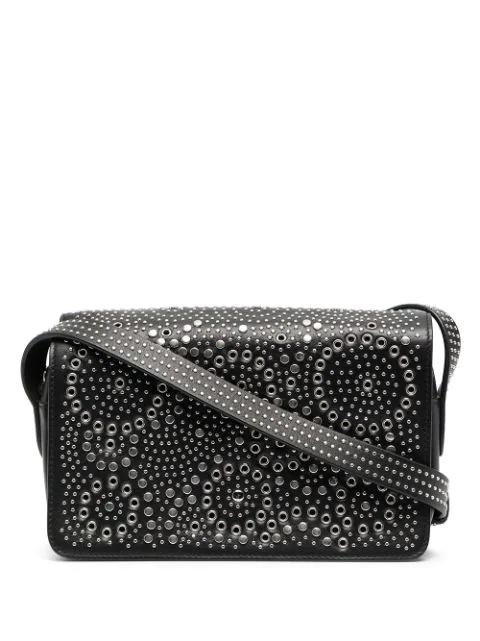 stud-embellished flap camera bag by 10 CORSO COMO