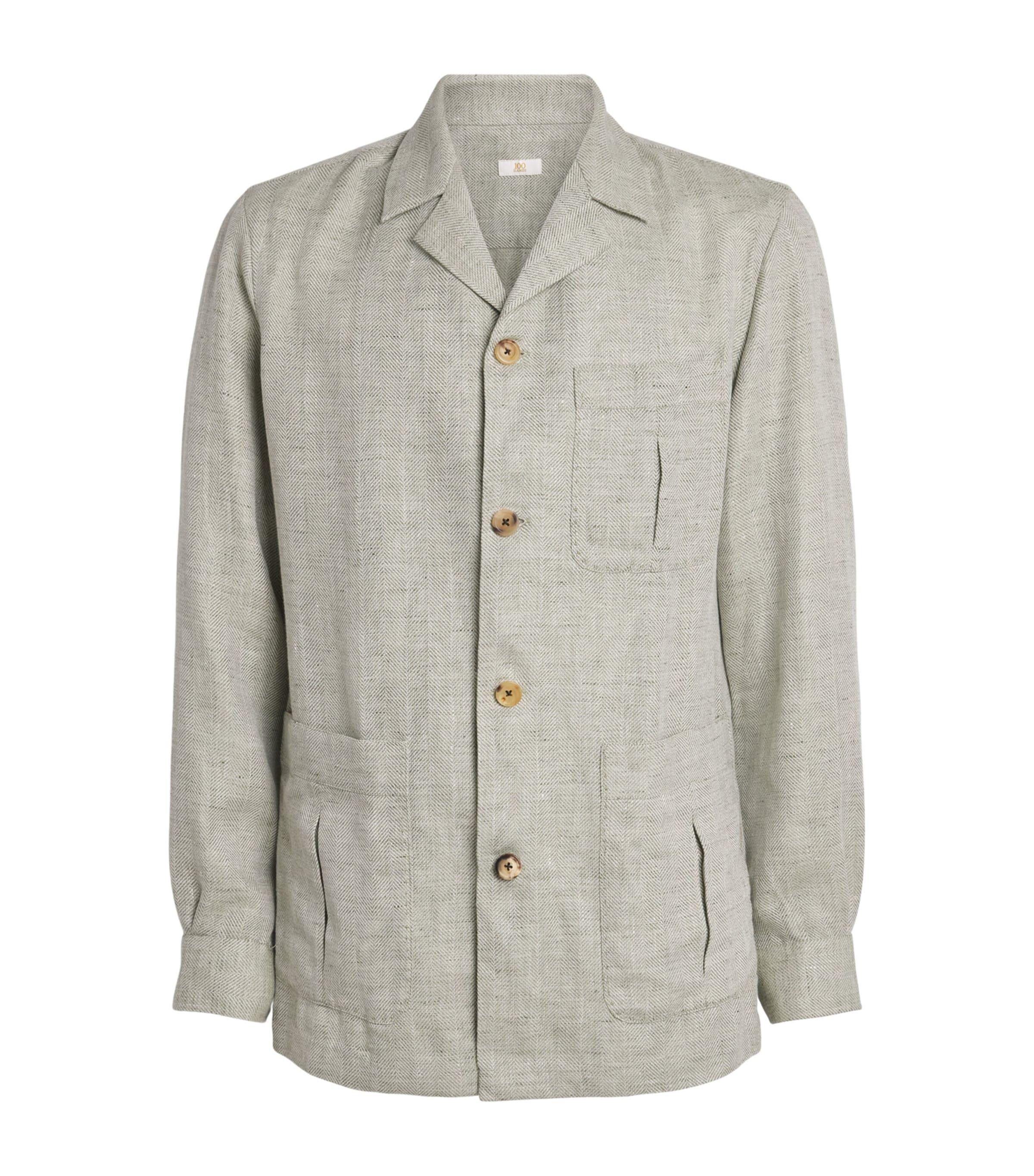 100HANDS Linen-Wool Herringbone Overshirt by 100HANDS