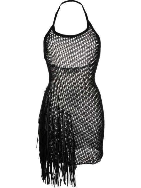 fringe-trim crochet-knit mini dress by 1017 ALYX 9SM