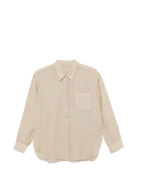 Ali chest-pocket curved-hem shirt by 120% LINO