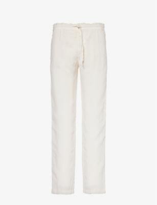 Drawstring tapered-leg regular-fit linen trousers by 120% LINO