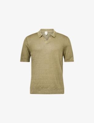 Short-Sleeve Linen Knit Polo Shirt by 120% LINO