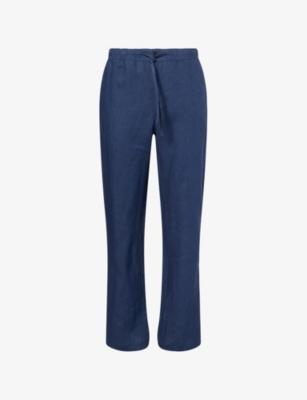 Straight-Leg Drawstring Linen Trousers by 120% LINO
