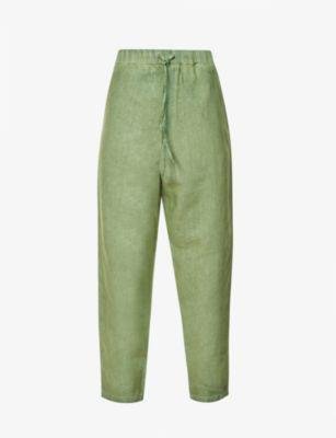 Tapered drawstring linen trousers by 120% LINO