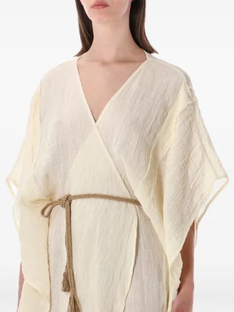 V-neck belted kaftan by 120% LINO