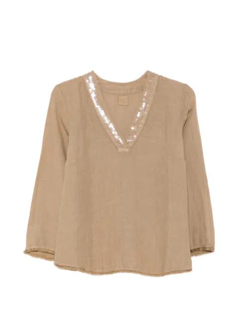 V-neck blouse by 120% LINO