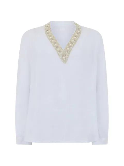V-neck embellished blouse by 120% LINO