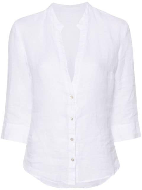 V-neck linen blouse by 120% LINO
