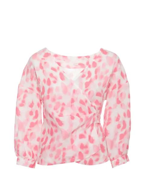 abstract-print wrap-style blouse by 120% LINO