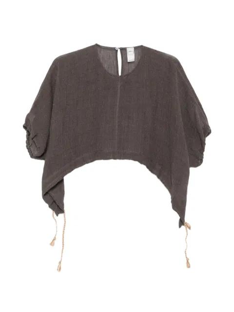 asymmetric tassel-detail blouse by 120% LINO