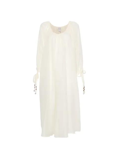 bead-embellished tie-cuff maxi dress by 120% LINO