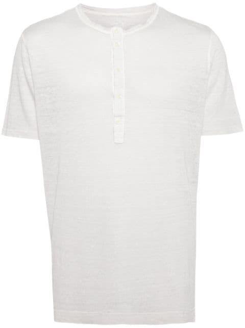 button-placket linen T-shirt by 120% LINO