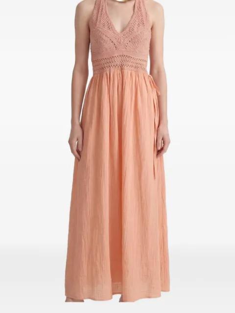 crochet-knit halterneck dress by 120% LINO