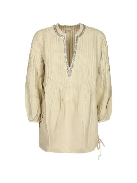 crystal-embellished pintuck tunic top by 120% LINO