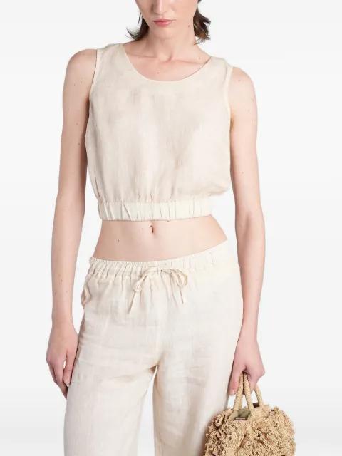 elasticated-hem cropped top by 120% LINO