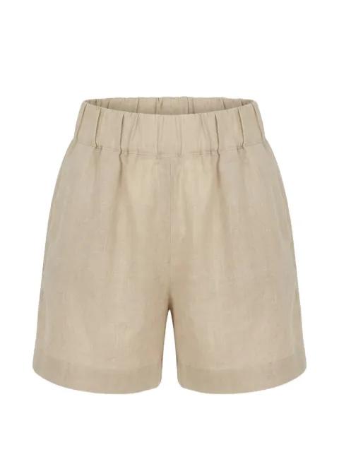 elasticated-waist linen shorts by 120% LINO