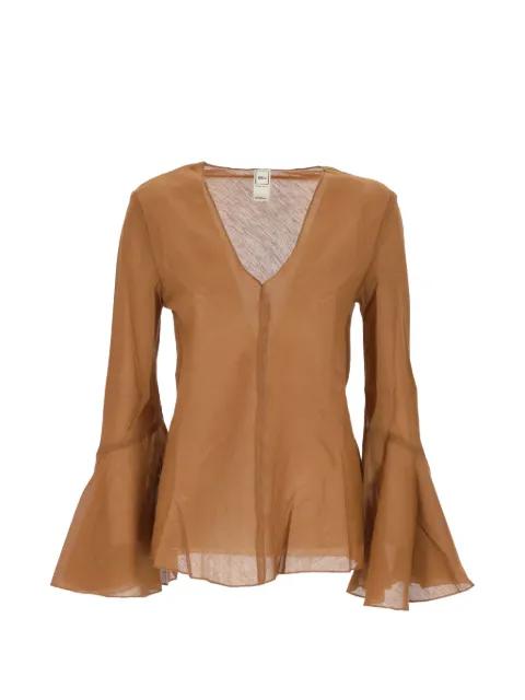 flared-sleeve V-neck blouse by 120% LINO