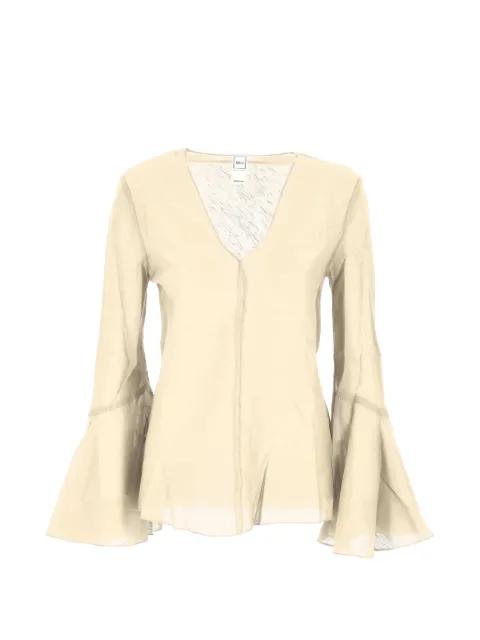 flared-sleeve V-neck blouse by 120% LINO