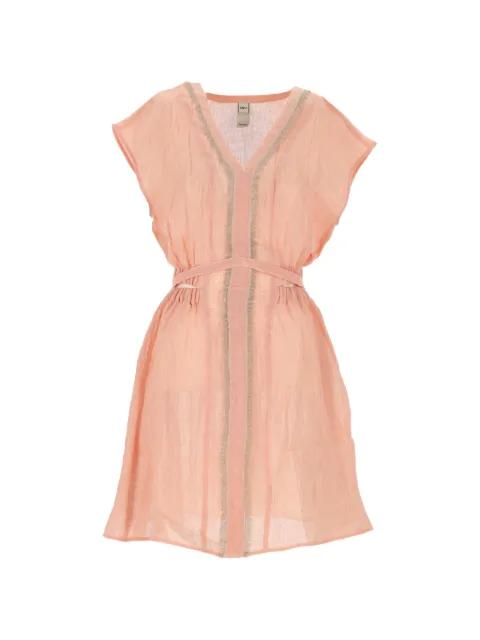 fringed-trim belted mini dress by 120% LINO