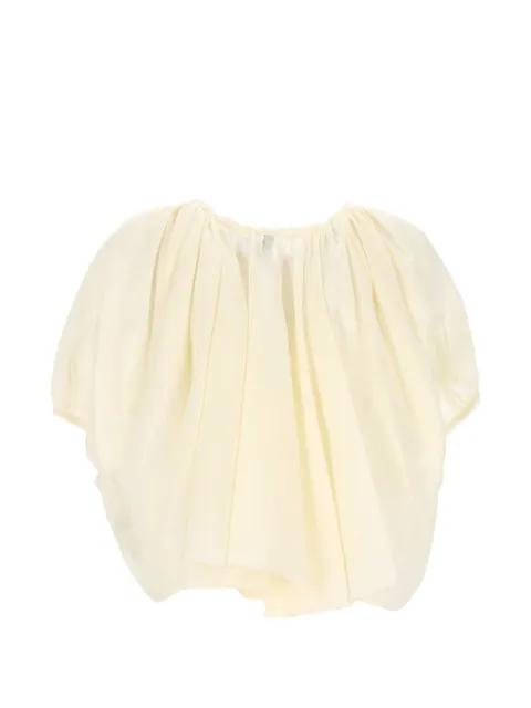 gathered puff-sleeve blouse by 120% LINO