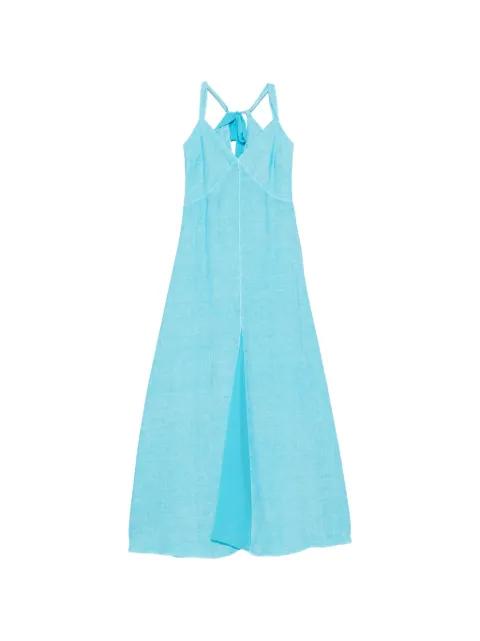 gathered-waist V-neck maxi dress by 120% LINO