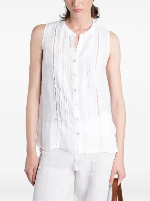 pin-tucked open-knit blouse by 120% LINO