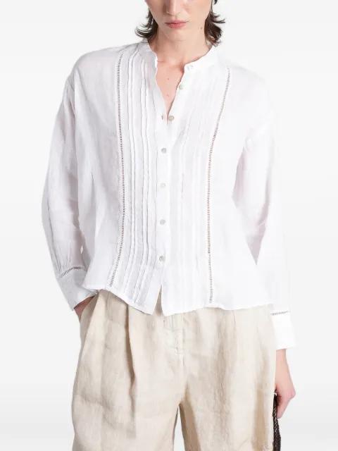pin-tucked open-stitch shirt by 120% LINO