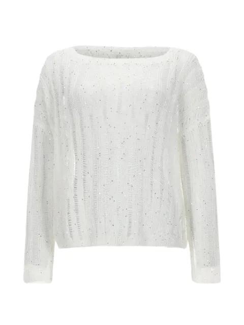 sequin-embellished open-knit sweater by 120% LINO