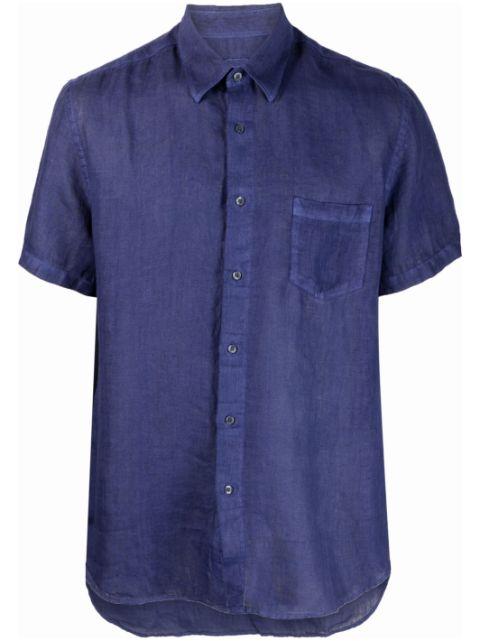 slub-texture short-sleeved linen shirt by 120% LINO