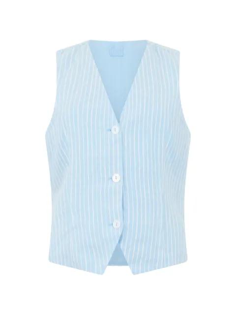 striped button-down vest by 120% LINO