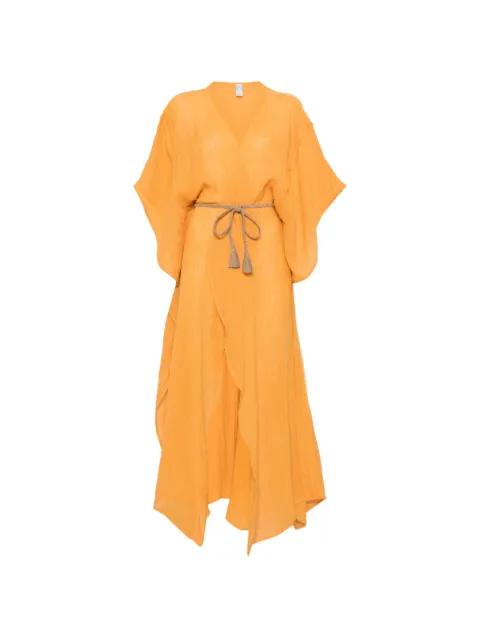 tassel-detail belted maxi dress by 120% LINO