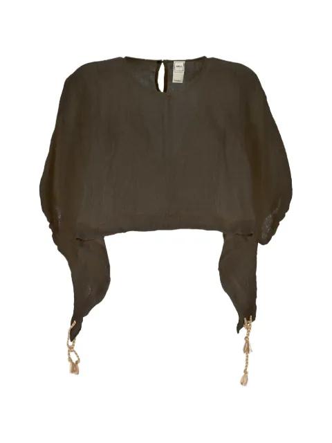 tassel-detail cropped blouse by 120% LINO