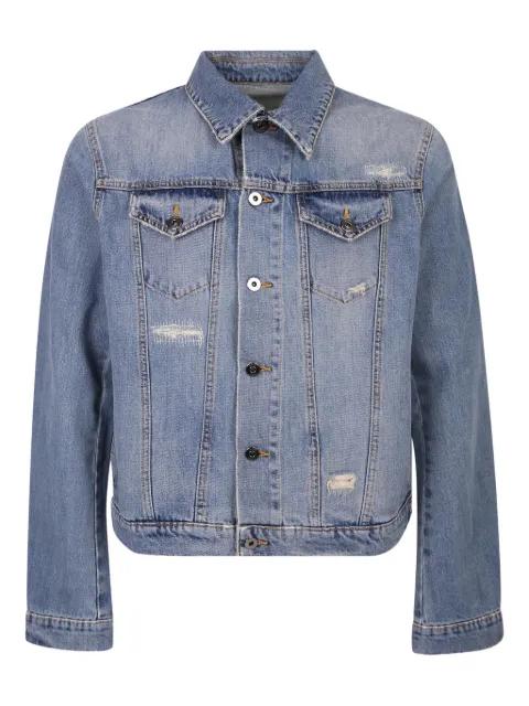 distressed pocket denim jacket by 14BROS