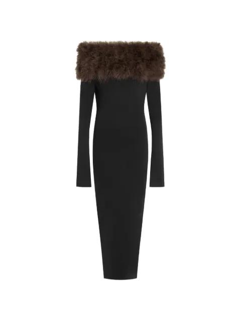 Canter feather-trim midi dress by 16 ARLINGTON