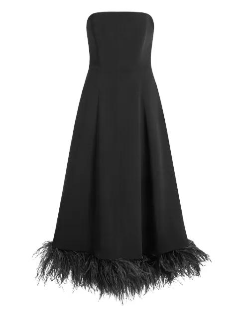 Gioele feather-trim midi dress by 16 ARLINGTON