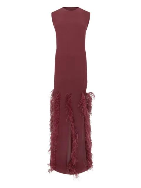Lett feather-trim maxi dress by 16 ARLINGTON