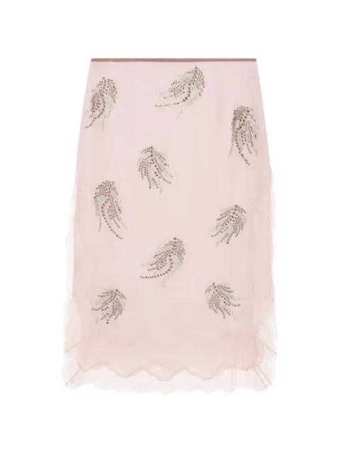 Liri crystal-embellished lace-trim midi skirt by 16 ARLINGTON