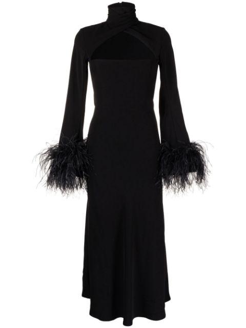 Odessa feather-trim midi dress by 16 ARLINGTON