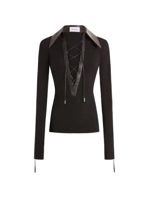 Pia lace-up collar top by 16 ARLINGTON