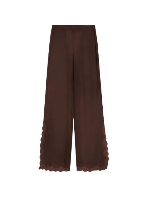 Ricci lace-trim satin palazzo pants by 16 ARLINGTON