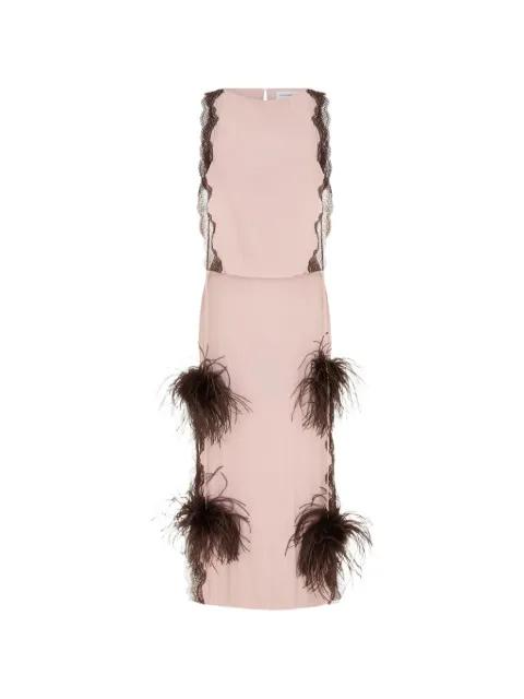 Romina feather-trim midi dress by 16 ARLINGTON